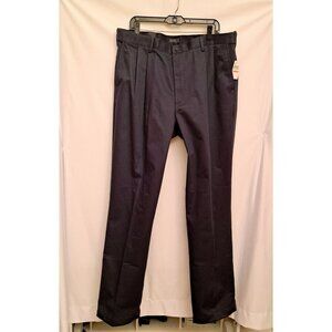 IZOD Mens Chino Pants 40WX36L Blue NEW Big & Tall Double Pleat, Pockets, Cotton